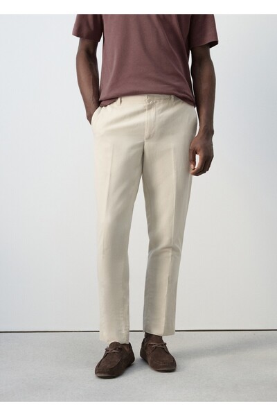 MANGO Man Slim fit pamuklu keten pantolon