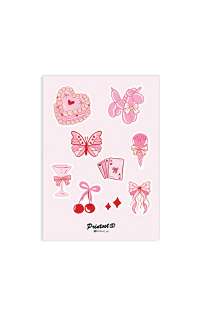 Printoot مجموعة ملصقات زخرفية من كوكيت، تتميز بفيونكات من شرائط وردية اللون و...