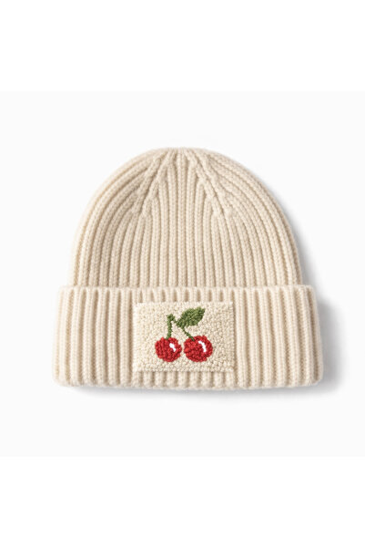 byebruketenci Cream Wool with Cherries Patterned Gift