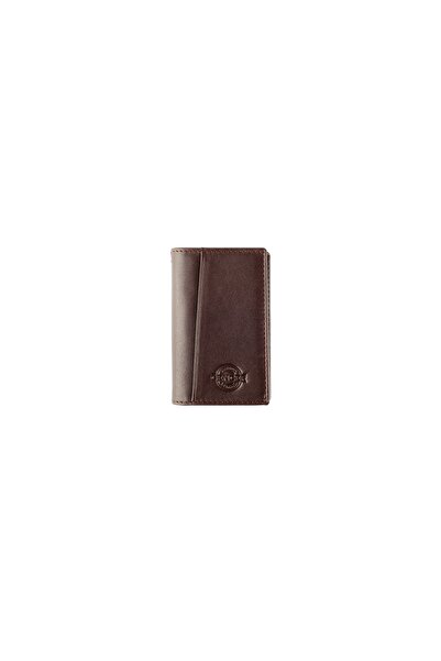 GENCER LEATHER Leather Vertical Card Holder Brown