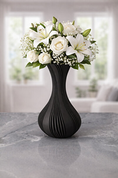 derincase 3D Design Decorative Vase 21 cm Black, White, Beige, Silver Grey, O...