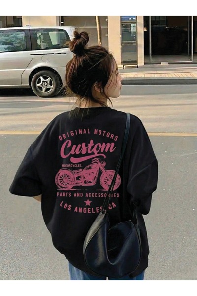 Marco Fresco Unisex καθημερινό μπλουζάκι με κοντό μανίκι με στάμπα μοτοσικλέτ...