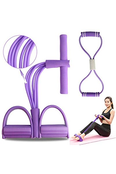 Munico Altı Tüplü Mekik ve Karın Kası Egzersizi Yoga Ayak Pedallı Direnç Bandı