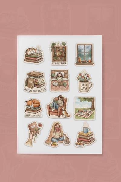 To Design Lab Kitap Sticker Seti 11x15 cm Cozy Aesthetic | Book Lover Sticker