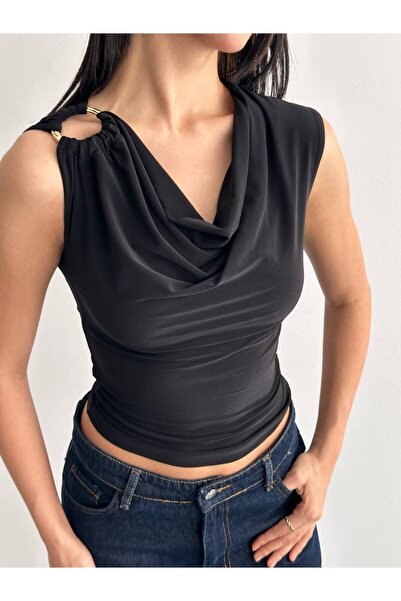 LİFERA Buckle Detail Degaje Collar Blouse