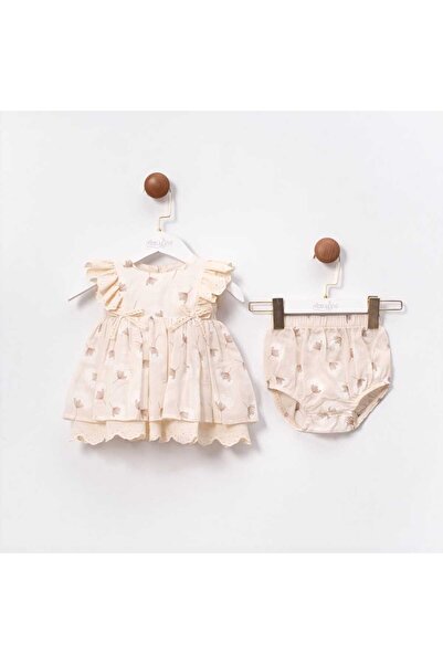 Cumino Baby Girl Cotton Piece Natural Set