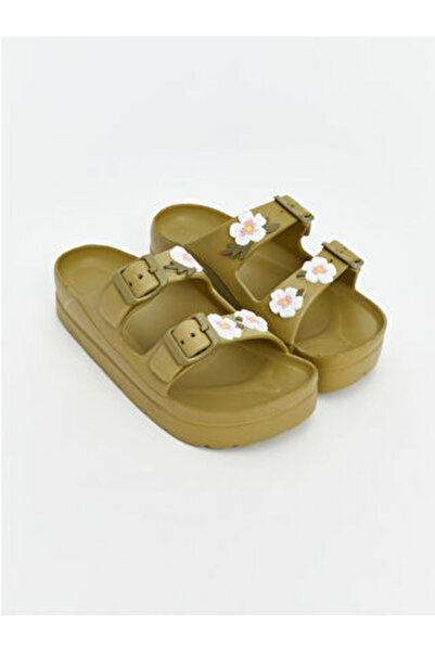 LC Waikiki Modanova Sezon Green Flower Printed Women Slipper