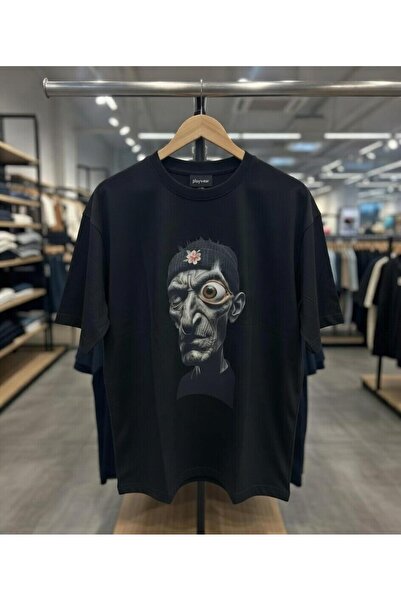 playwear Tricou cu guler rotund, cu imprimeu, 100% bumbac, croială normală, p...