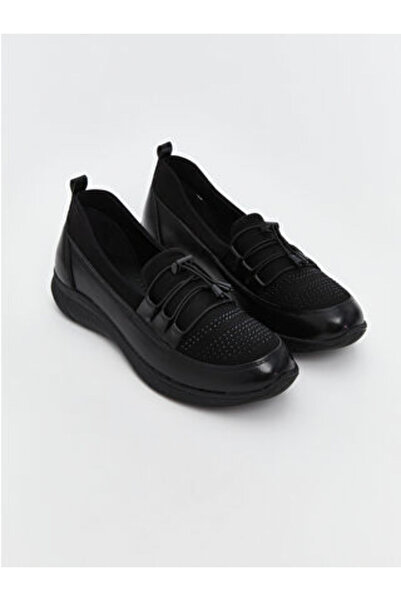 LC Waikiki Modanova Sezon Black Leather-Look Women's Comfort Classic Shoes