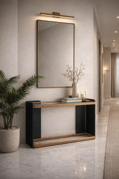 MARIA HOMES Contemporary Wood and Glass Console Table for Hallway Living Room...