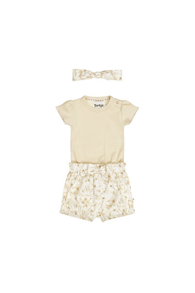 Dirkje Girls' cotton set consisting of a ribbed top, shorts with an elastic w...