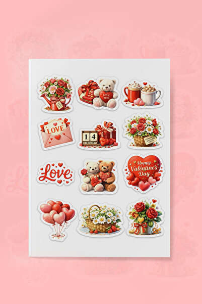 To Design Lab Set de autocolante Love Valentine's Day 10 bucăți pe aceeași pa...