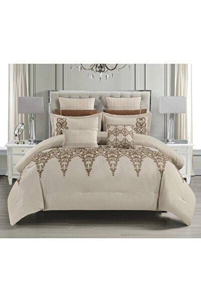 Ghaiboba Royal Embroidered Bedspread Set, 10 Pieces, Coma Style - Model 11