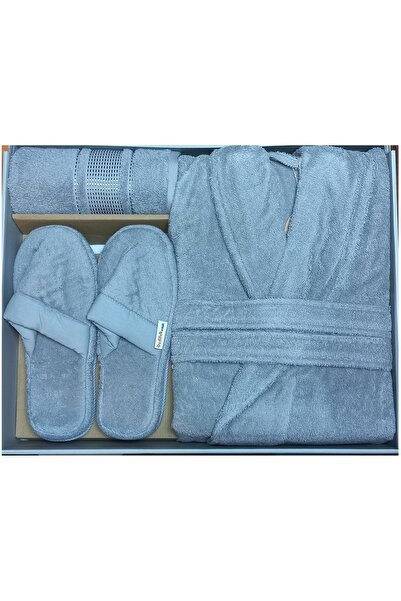 Özdilek Colourist Silver Bathrobe Set (L)