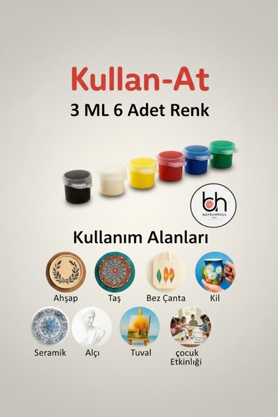 BAYRAMPASAHOBİ Akrilik Boya Seti 6'Lı 3ML - 1 Paket