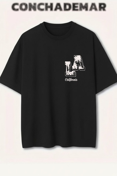 Vordevia تي شيرت لوس أنجلوس مطبوع بريميوم أوفر سايز مكون من قطن قطع