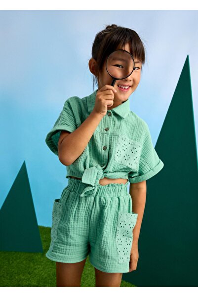 MAYORAL Front Tie-Detail Girls' Shorts Set_Mnvs3210