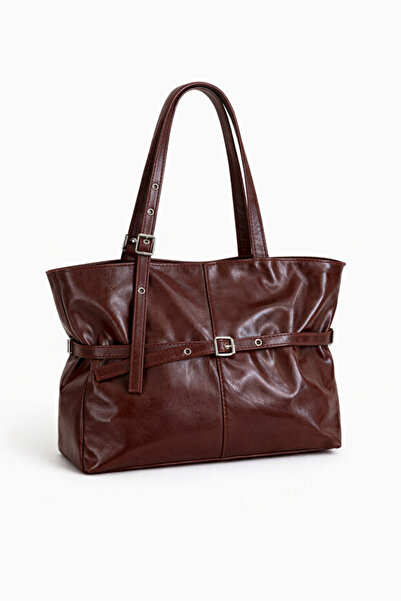 themoiss The Moiss Aci Brown Color Patent Leather Women's Shoulder Bag Bag