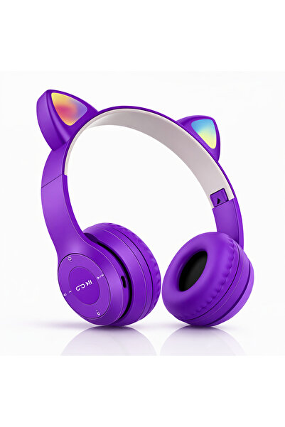 EskilikShop Kedi Kulaklı Bluetooth Kulaklık, LED li, Yumuşak Pedli Çocuk ve G...