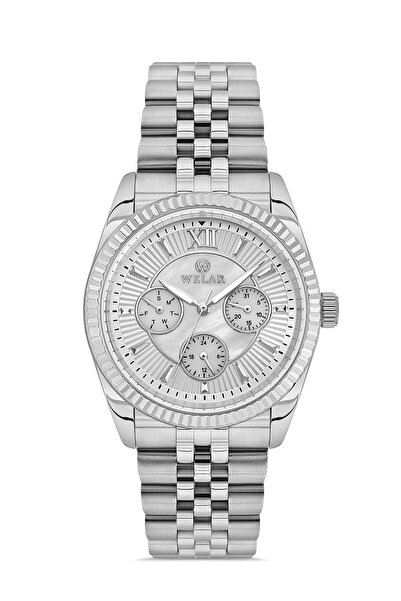 Welar Wel2519M-3 Unisex Steel Classic Calendar Wristwatch Silver Color 3 Atm ...