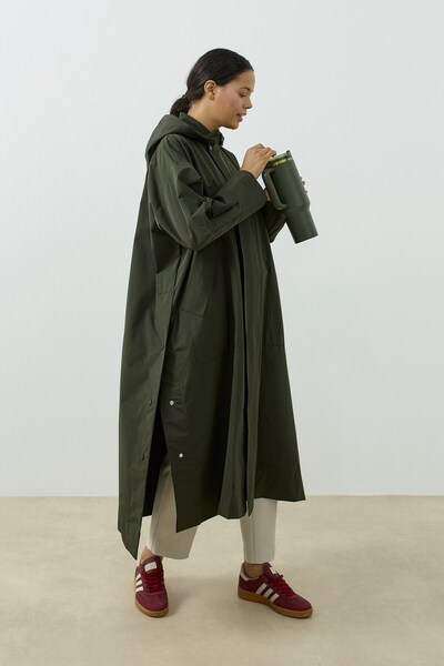 QANU Kapüşonlu Oversize Yağmurluk Yeşil