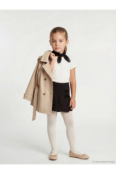 LC Waikiki LCW Kids Черна къса пола и чорапогащи за момичета