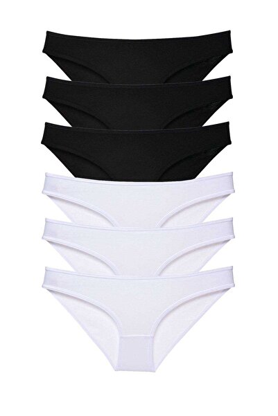 Mestore طقم سراويل داخلية نسائية من الليكرا مكونة من 6 قطع باللون الأسود والأبيض