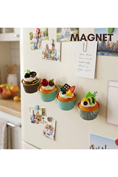 EVİST Dekoratif Muffin Kek Buzdolabı Magnet - Gerçekçi Görünüm Meyveli Mıknat...