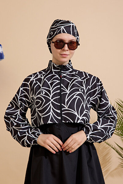 GAVLİA Women's Hijab Swimsuit 4-Piece Set - Half-Covering with Zipper..