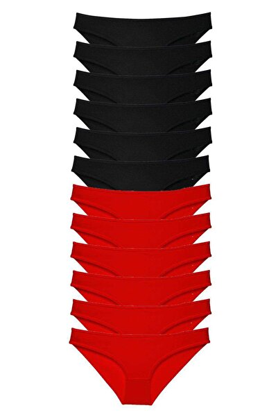 Mestore طقم سراويل داخلية نسائية من الليكرا مكونة من 12 قطعة، أسود وأحمر