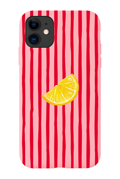 shoptocase iPhone 11 Compatible Lemon Patterned Microfiber Inside, Tpu Silico...