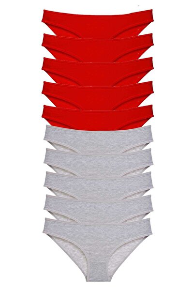 Mestore 10 قطع سوبر ايكو مجموعة ليكرا سراويل نسائية سهلة الارتداء أحمر رمادي