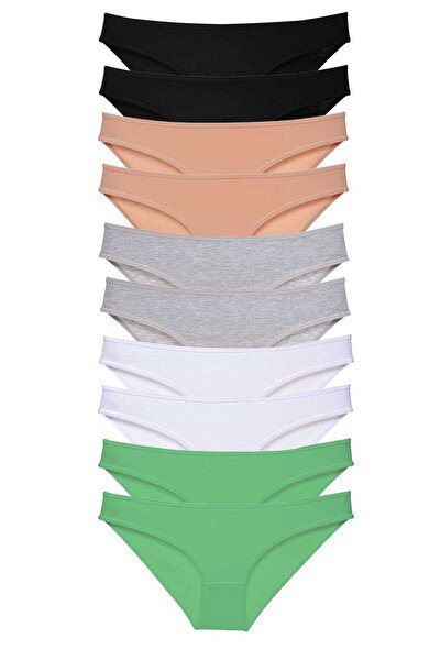 Mestore طقم سراويل داخلية نسائية من الليكرا مكونة من 10 قطع باللون الأسود وال...