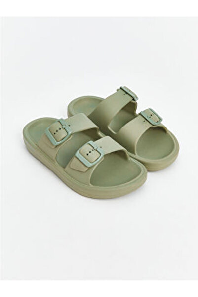 LC Waikiki Modanova Sezon Green Buckle Detail Double Striped Boys' Slipper