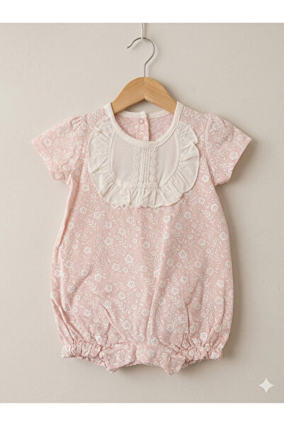 Primula Studio %100 Pamuk Çiçek Baskılı Kız Bebek Şort Tulum - Fırfır Detaylı...