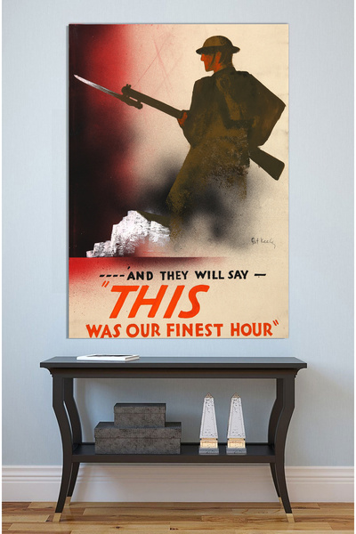 Mushen Studio Tablou de propagandă „Churchill Finest Hour” - Portret de solda...