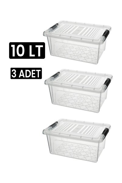 Qs Plastik Depolama Saklama Kutusu Düzenleyici Kilitli Saklama Kabı 3 Adet 10...
