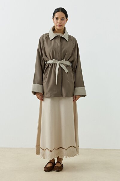 QANU Duovera Kısa Trençkot Vizon-Bej