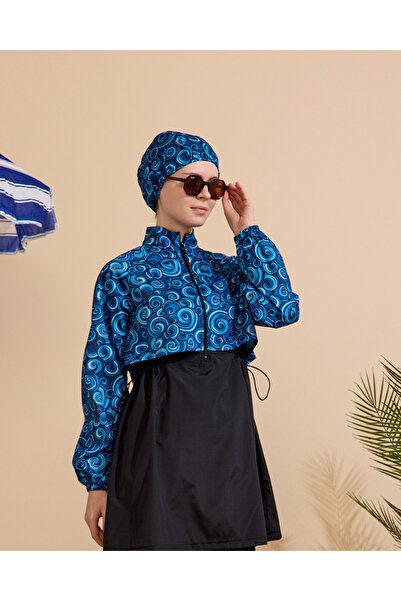 GAVLİA Women's Hijab Swimsuit 4-Piece Set - Half-Covering with Zipper..