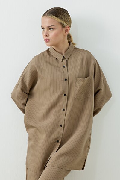 QANU Çizgili Modal Takım Vizon