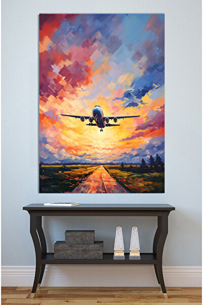 Mushen Studio Takeoff Plane at Sunset Painting - Oil Painting Style Aviation ...