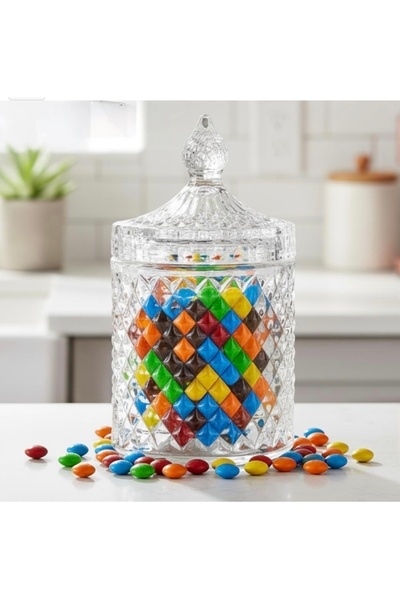 İV BLUE PURPLE Big Crystal Glass Covered Sugar Bowl