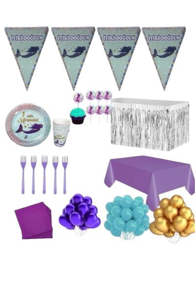 CAVAŞ sun hat Magic Underwater World Figured Mermaid Πολυτελές Σετ Πάρτι Γενε...