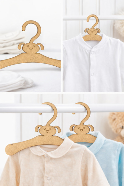 GenelTedarik Avantajlı 12’li Çocuk Askısı – Doğal Ahşap MDF Bebek Elbise Askı...