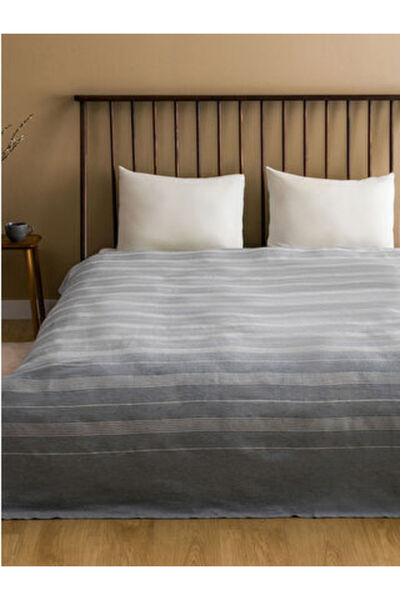 LC Waikiki Gray Line Embroidery Double Bedspread 200X220 cm
