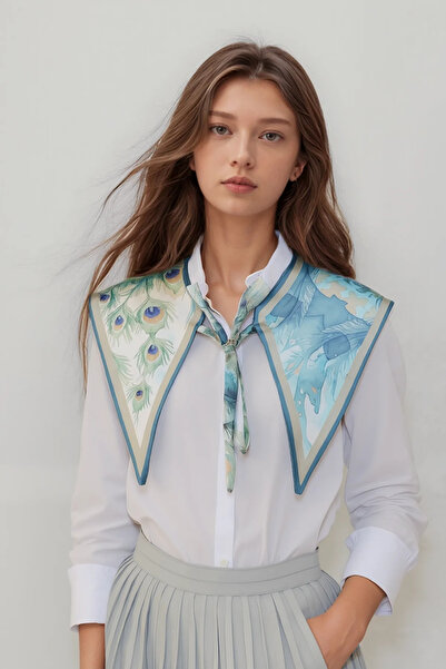 Walkenzo Şal de umăr pentru femei Peacock Feather cu model | Eșarfă pentru guler