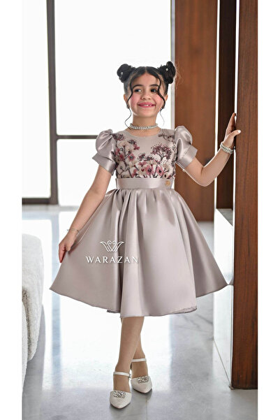 Warazan Dress with rose embroidery and sequins