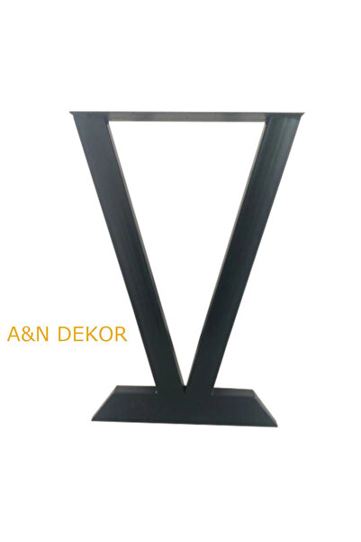 andekor قاعدة طاولة معدنية بتصميم حرف V حديث 71 سم - 50x30 بروفايل أسود |   1...