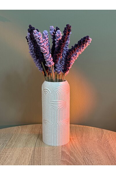 Lavinia Center El Örgüsü Solmayan Lavanta Buketi ve Vazo