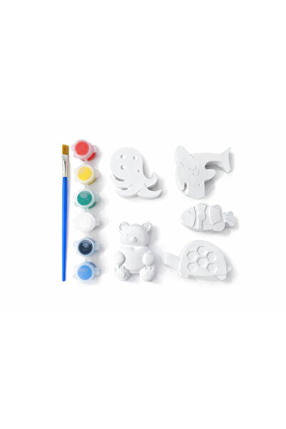 Şahi Workshop 5’li Deniz & Hayvan Figürlü Alçı Boyama Seti – 6 Renk Boya + Fı...